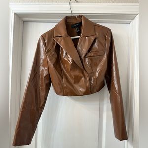 Patient leather brown jacket